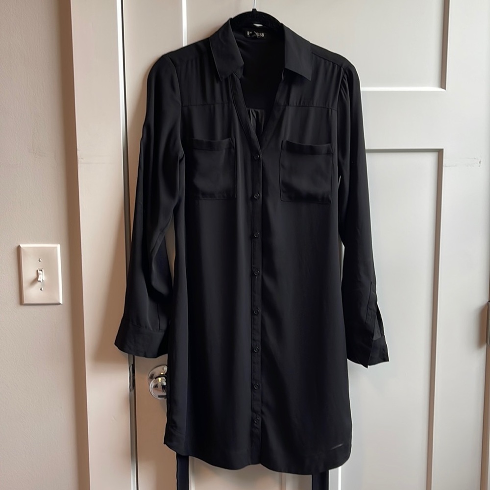 Black Collared Shirt Dress